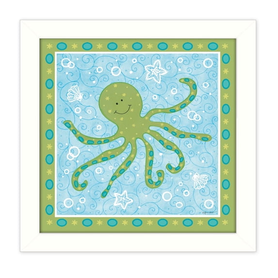 Trendy Decor4U "Beetle and Bob Baby Squid" By Annie LaPoint, Printed Wall Art, Ready To Hang Framed Poster, White Frame