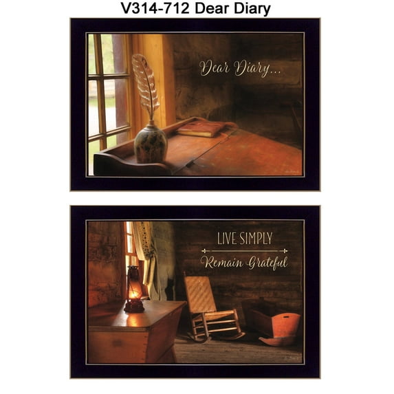 Trendy Decor4U "Dear Diary" Collection By Lori Deiter, Printed Wall Art, Ready To Hang Framed Poster, Black Frame