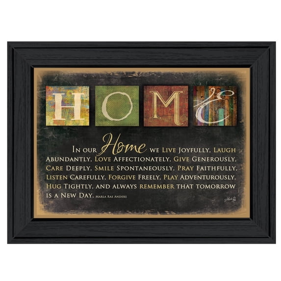 Trendy Decor4U "In Our Home" By Marla Rae, Printed Wall Art, Ready To Hang Framed Poster, Black Frame - Finish:Multi,Size:14"L x 1"W x 10"H-Finish:Multi,Size:20"L x 1"W x 26"H