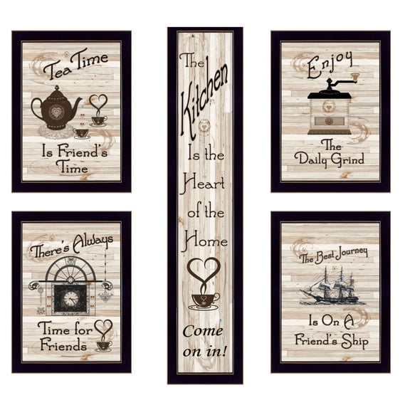 TrendyDecor4U Kitchen Friendship 5-Piece Vignette By Millwork Wall Art V426-712