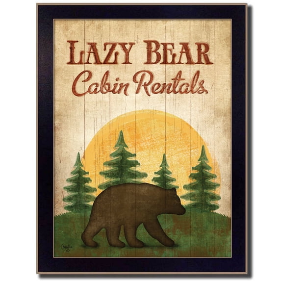 "Lazy Bear" By Mollie B., Printed Wall Art, Ready To Hang, Black Frame