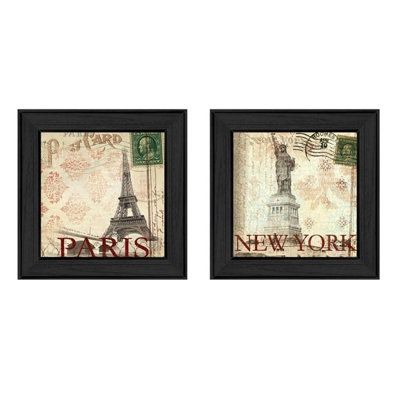 Trendy Decor4U "Post Cards" Collection By Dee Dee, Printed Wall Art, Ready To Hang Framed Poster, Black Frame - Finish:Multi-Finish:Multi
