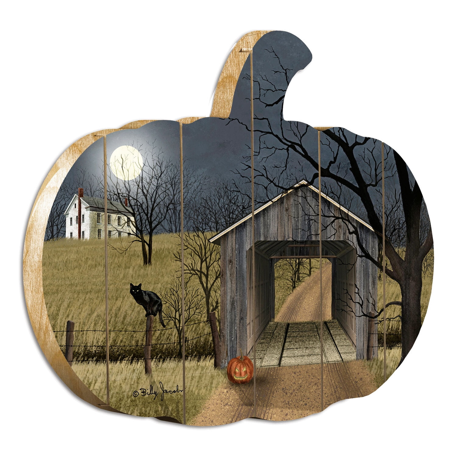 Sleepy Hollow Bridge Wooden Pumpkin Wall Art by Billy Jacobs