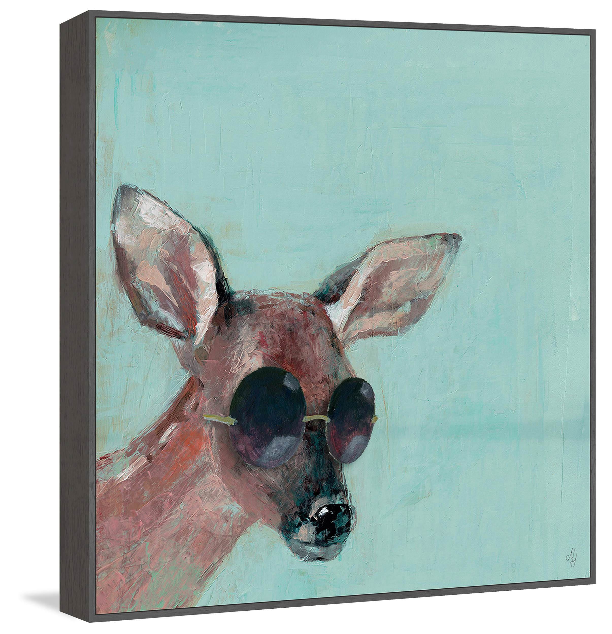Trendy Deer Floater Framed Painting Print on Canvas