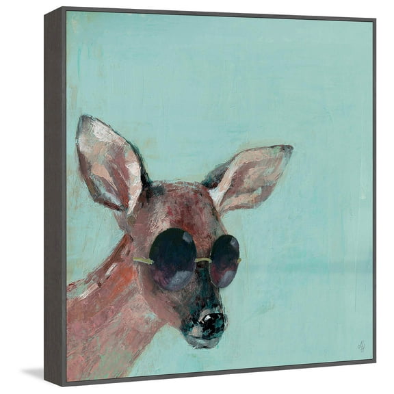 Trendy Deer Floater Framed Painting Print on Canvas