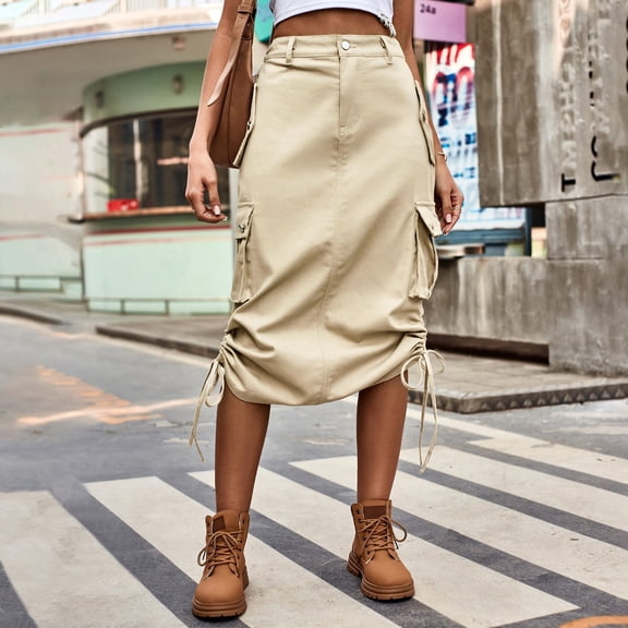 Trendy Denim Tie Work Dress Casual Mid Length Skirt Jean Skirts for Women Knee Length Denim Skirts Striped Bed Skirt Pleated Skirts Hiking Skirt Skater Skirts Skirt Hangers Pleated Denim Skirt Girls