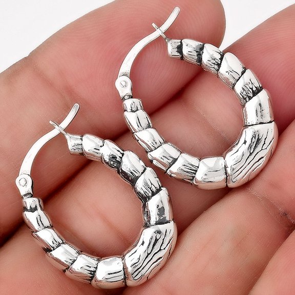 Trendy Designer Italian Thick Hoop Earrings - 925 Sterling Silver by Desiregem