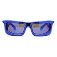 thumbnail image 1 of Trendy Devil Horn Thick Rectangle Plastic Flat Top Sunglasses Blue - Blue Mirror, 1 of 4