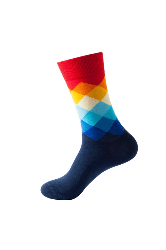 Trendy Diamond Grid Pattern Mid-Calf Socks Breathable Socks Bombas Socks for Women