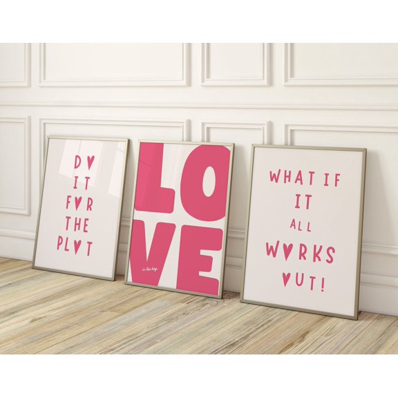 Trendy Do It For The Plot Love What If It All Works Out 70s Wall Preppy Set 3 Stretched Canvas 16x24