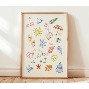 Trendy Dolce Vita Art Print Colorful Coastal Aesthetic Apartment Decor Beach And Seashell Sea Elements Print Ocean Inspired Beach Print