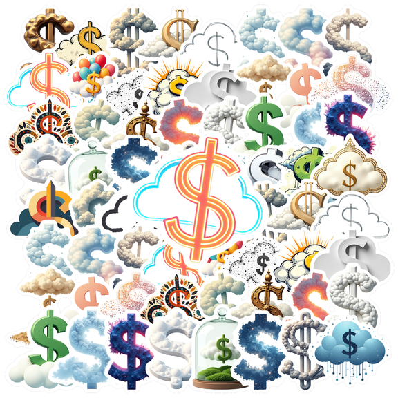 Trendy Dollar Sign Theme Stickers, Waterproof Dollar Sign Theme Sticker for Water Bottle Laptop Phone Cases Planner Skateboard Luggage Helmet Party Favor Decor, Ideal for Adults Teens Teacher Rewards
