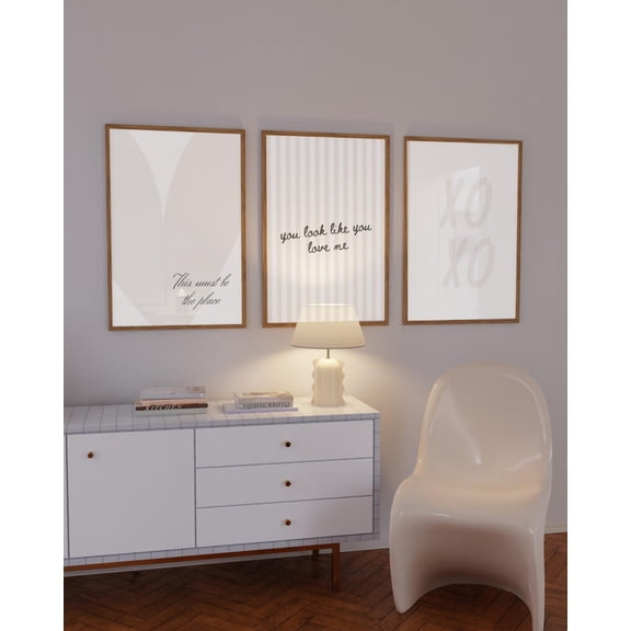 Trendy Dorm Art Prints Heart Quote XOXO Striped Set Poster Set 3
