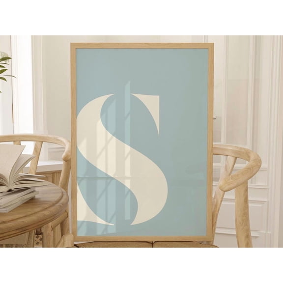 Trendy Dorm Room Decor Girly Nursery Decor Teen Room Gallery Wall Full Alphabet Blue Wall Art Abc Wall Art Initial Posters Monogram Gift Wall Art, Modern Wall Decor, 8x12 UNFRAMED