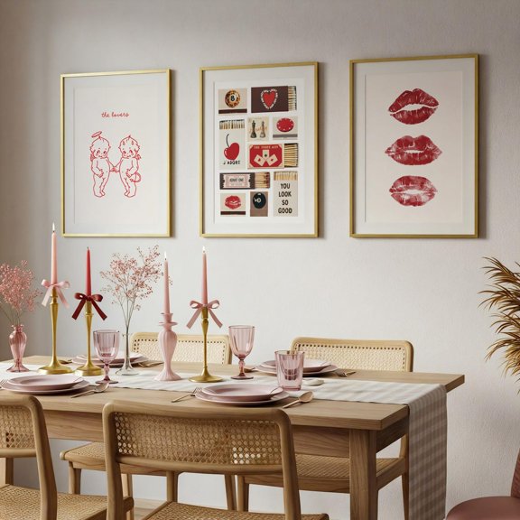 Trendy Dorm, Vintage Matchbox, Lipstick Kiss, Girly Preppy Art Poster Printed Poster, Poster Only