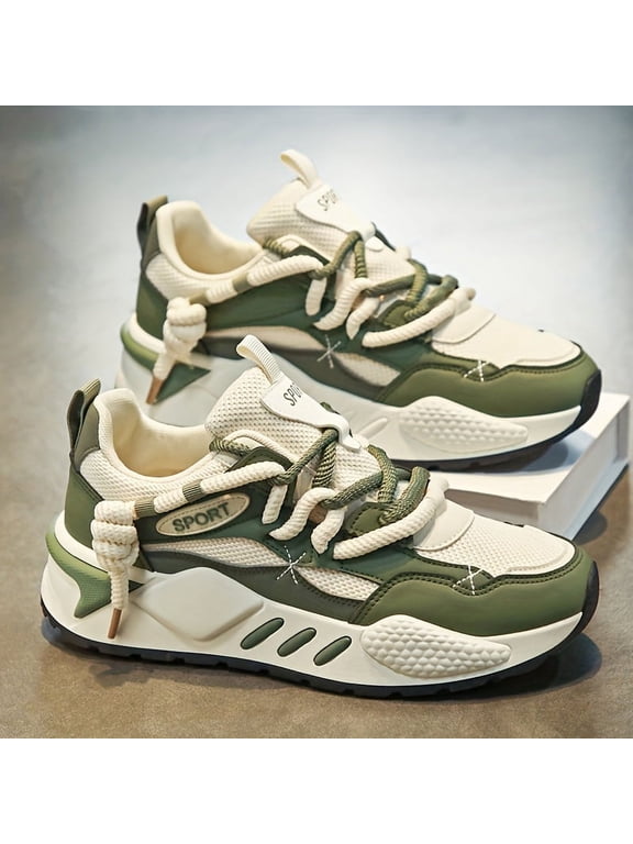Trendy Double Lace Platform Shoes, Men's Low Top Lace Up Sneakers, for Outdoor Walking Holiday Traveling