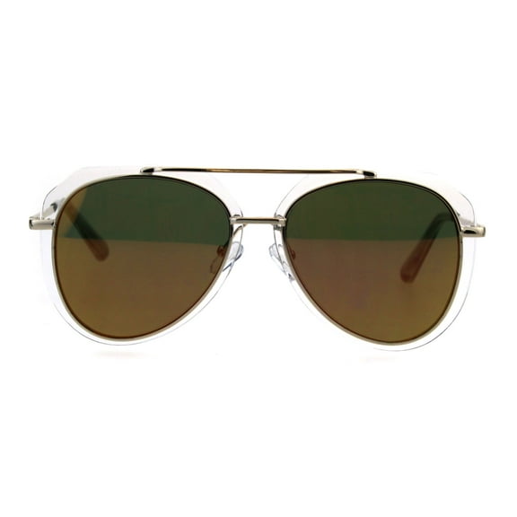 Trendy Double Rim Tear Drop Shape Racer Pilots Sunglasses Gold Orange Mirror