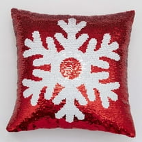 Trendy Double-Sided Sequin Christmas Pillow - Red Snowflake Deer Head Design, Soft Decorative Throw Pillow for Sofa Bed Living Room, Festive Holiday Home Decor