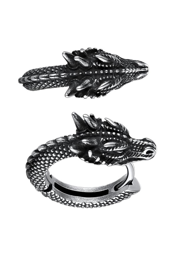 Trendy Dragon Hoop Earrings Stainless Steel Ear Accessories Punk Styles Party Accessory Unisex Streetwear Ear Studs