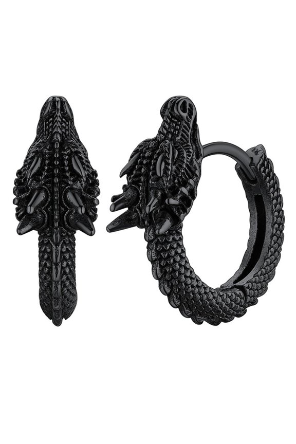 Trendy Dragon Hoop Earrings Stainless Steel Ear Accessories Punk Styles Party Accessory Unisex Streetwear Ear Studs