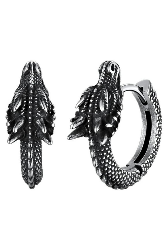 Trendy Dragon Hoop Earrings Stainless Steel Ear Accessories Punk Styles Party Accessory Unisex Streetwear Ear Studs