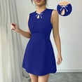 thumbnail image 1 of Trendy Dress Women's Fashion Sleeveless Slim Round Neck Bow Dress Sleeveless Round Neck Dress Blue XXL, 1 of 7