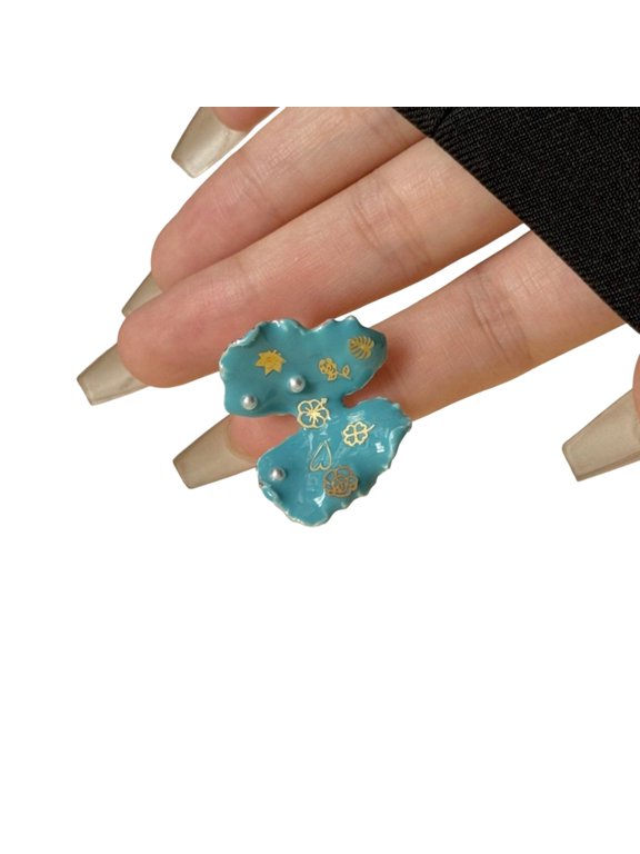 Trendy Drip Oil Effect Drip Oil Fashion Rings Stainless Steel Made Comfort Fit Adjustable Unisex Accessory