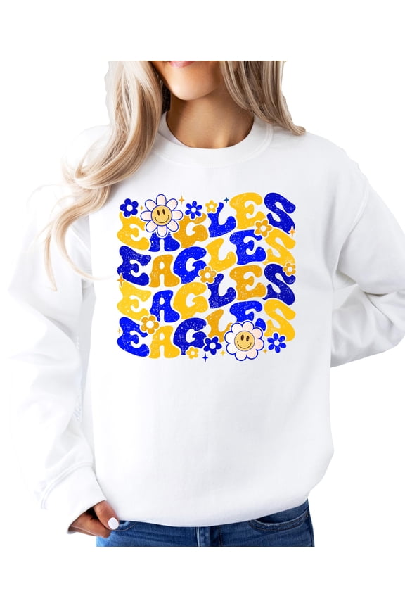 Trendy Eagles Sweatshirt Sports Season Sweater for Adults and Teens White Sweatshirt Youth XS