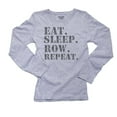thumbnail image 1 of Trendy Eat Sleep Row Repeat Rowing Crew Team Women's Long Sleeve Grey T-Shirt, 1 of 2