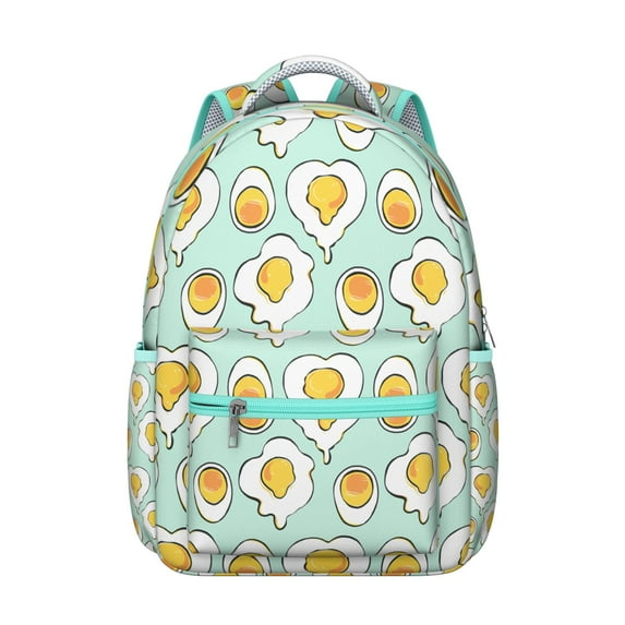 Trendy Egg Print Bookbag for School - Durable College Backpack, Lightweight Laptop Bag, Stylish Egg Design for Students & Commuters