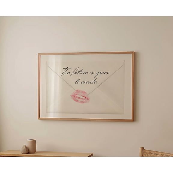 Trendy Envelope Wall Art Lip Print Inspirational Quote Art, Unframed Paper Poster 8x10in
