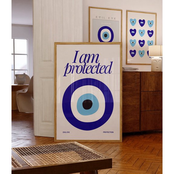 Trendy Evil Eye Protection Print-Nazar Abstract Poster-Gallery Wall Print-Aura Collection-Aesthetic Room Decor-Indie Wall Decor-Evil Eye Art Wall Art, Modern Wall Decor, 8x12 UNFRAMED