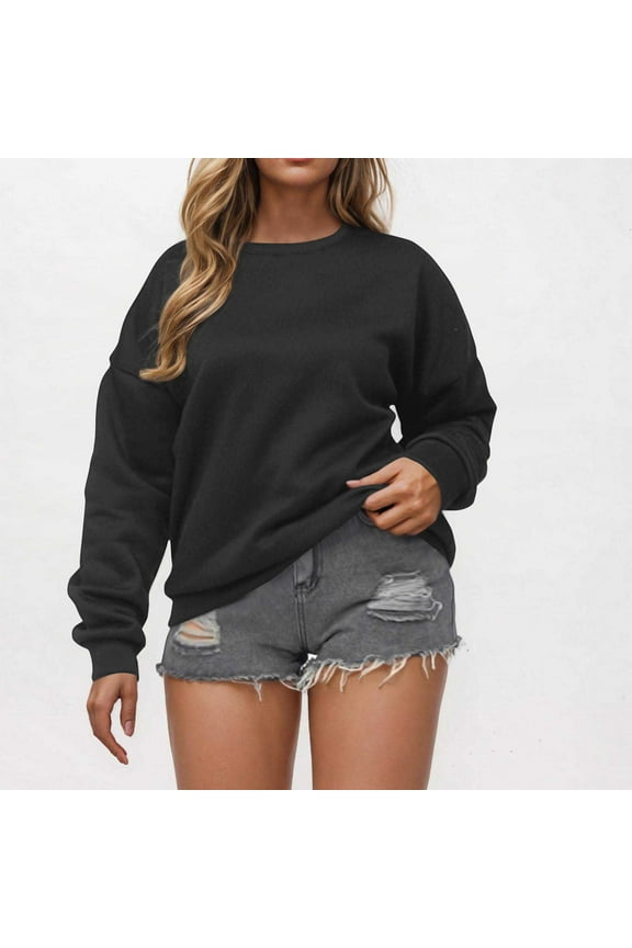Trendy Fall Clothes for Women Fashion Women's Plus Size Casual Long Sleeve Round Neck Ladies Loose Pullover Sweatshirt Tops Blouse