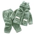 thumbnail image 1 of Trendy Fall Outfits for Girls Children's Flannel Sleepwear Set Long Pants Thickened Home Clothes Set New Casual Matching Sets Green 5T, 1 of 6