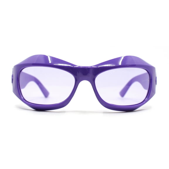 Trendy Fashion Curved Wrap Sport Thick Plastic Sunglasses All Purple