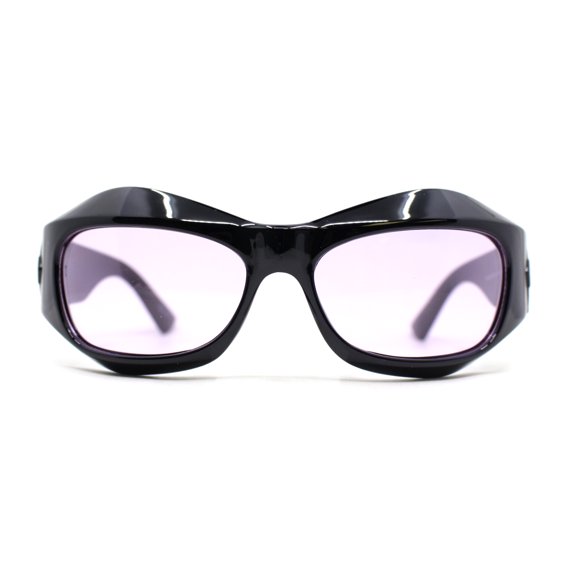 Trendy Fashion Curved Wrap Sport Thick Plastic Sunglasses Black - Purple