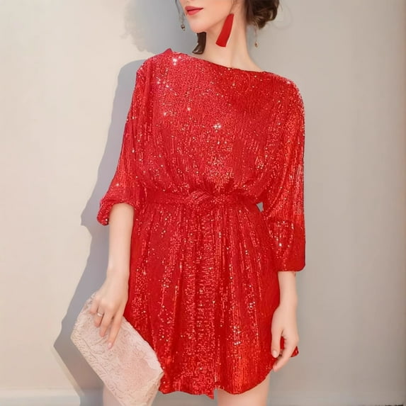 Trendy Fashion Sequin Dress for Festivals and Banquets