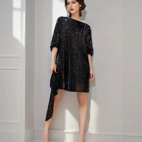 Trendy Fashion Sequin Dress for Festivals and Banquets