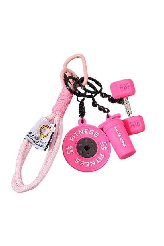 Trendy Fitness Barbell Keychain Realistic Metal Charm For Gym Bags Backpacks Motivational Gift For Fitness Lovers