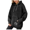 thumbnail image 1 of Trendy Fleece Hoodie for Women with Pocket Fuzzy Casual Warm Oversize Pullover Sweater Top Hooded Sweatshirts Loose (S, Black), 1 of 6