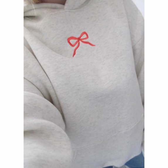 Trendy Floral Bows Pattern Sweatshirt for Women Soft Polyester Fabric Casual Hoodie Long Sleeve Oversized Pullover Top