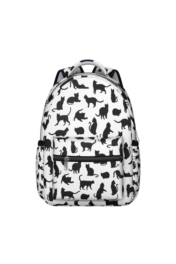 Trendy Floral Cat Themed Backpack for Women & Teens - Durable Waterproof School Bag for Work & Travel - Spacious Laptop Backpack with Multiple Pockets - Fun Cat Print