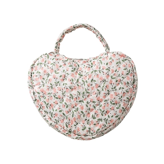 Trendy Floral Heart Makeup Quilted Large Capacity Cosmetic Case for Travel Storage Ladies