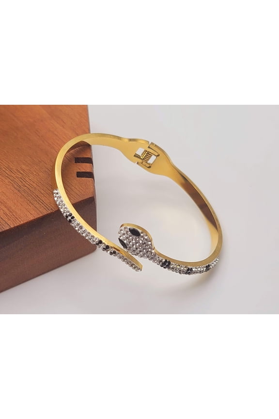 Trendy Full Zircon Snake Bracelet Gold Open High-End Bangle