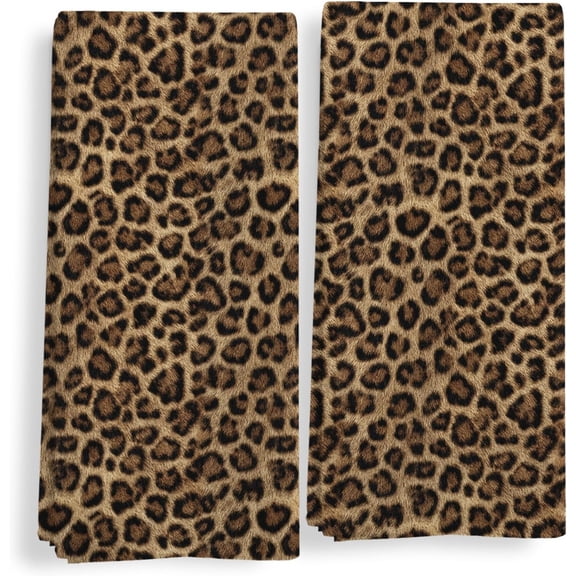 Trendy Funky Retro Leopard Kitchen Towels Set Cheetah Decor Hand Towels for Bathroom, Leopard Print Decorative Dish Tea Towel for Kitchen Decor, Cheetah Bathroom Decor, 16X24In