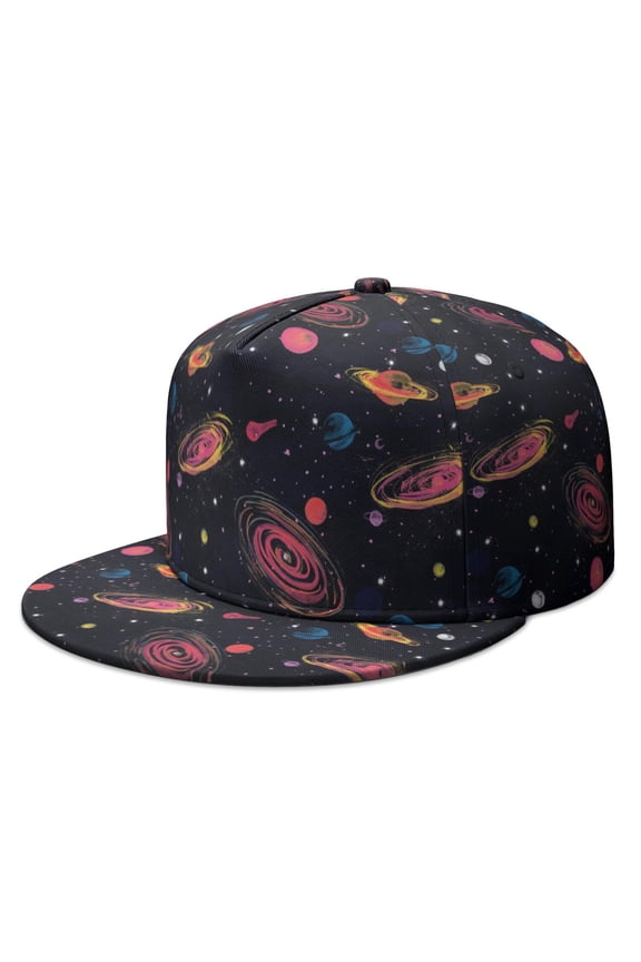 Trendy Galaxy Cap – Nebula Cosmic & Planet Design, Flat Brim Adjustable Hat for Men Women, Space Geek Gift