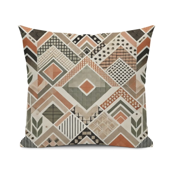 Trendy Geometric Pattern Modern Earthy Elegant Design Throw Pillow Cover, 18x18