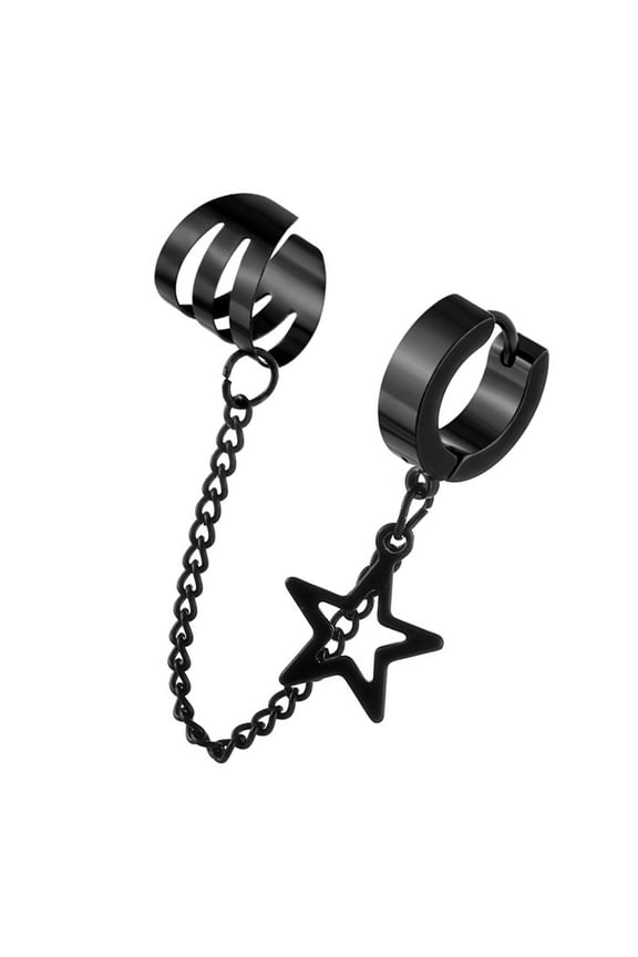 Trendy Geometric Star Ear Cuff Jewelry Polished Stainless Steel for Sensitive Ears