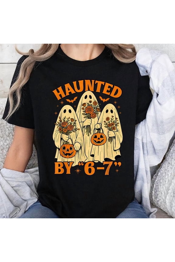 Trendy Ghost Halloween Funny Six Seven Gen Alpha Z Unisex T-Shirt, Sizes S-5XL - Gategoo