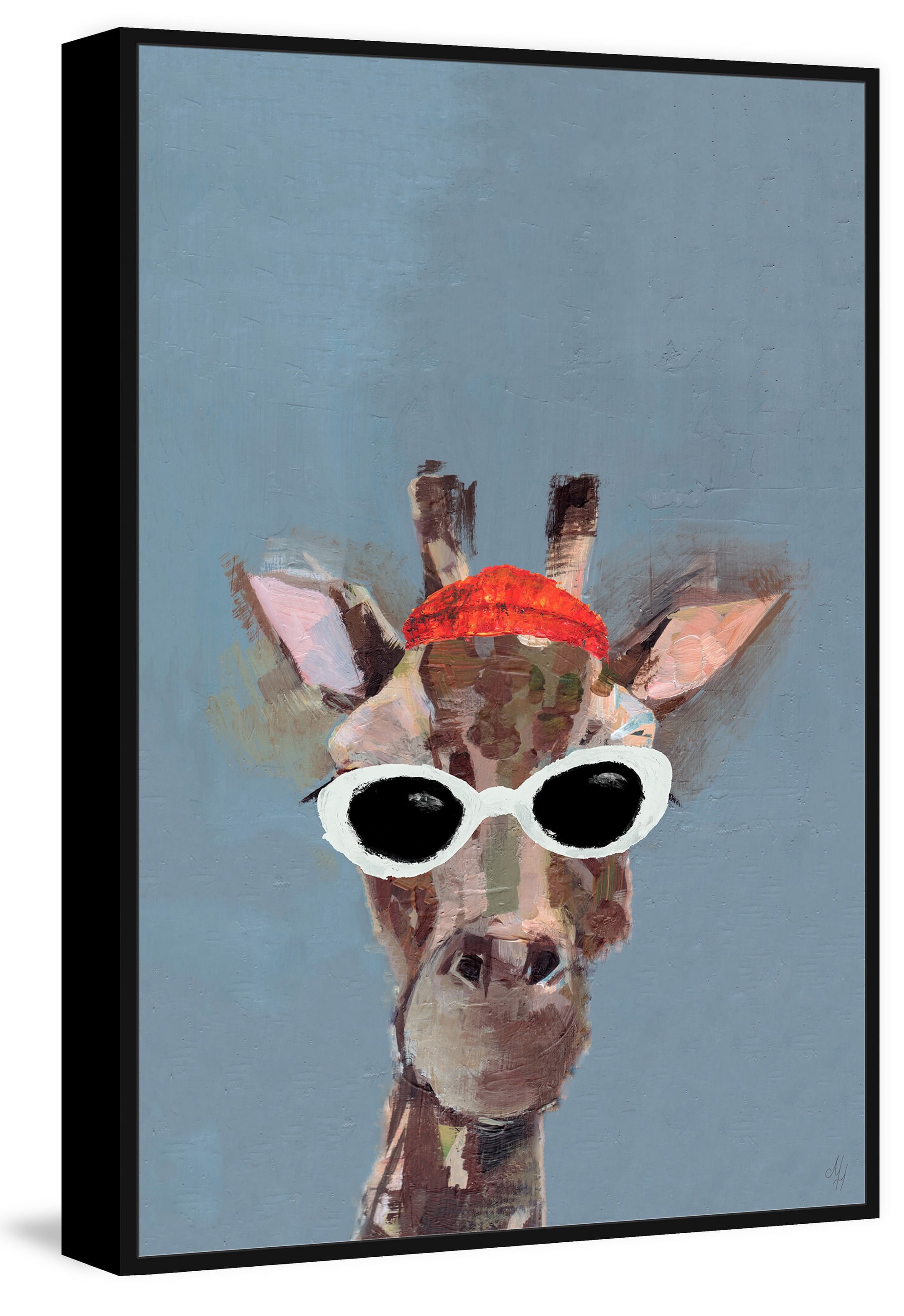 Trendy Giraffe Floater Framed Painting Print on Canvas